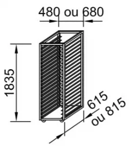 Echelle de 20 tages Espacement entre les glissires : 80 mm  	Entre par le 600 	Prof. 800 	2 plaques en profondeur EP20 - ENTREE 600