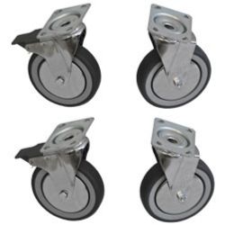 Kit de 4 roues pivotantes inox dont 2 avec freins