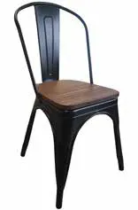Chaise mtallique noire avec assise bois EMH