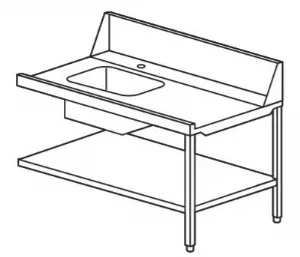 Table d'entre droit avec bac 45x45 et tagre basse Dimensions 120x70x105cm TEV/912DX 00905121