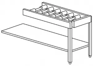 Plan lin�aire avec rouleaux libres et �tag�re basse pour machine avec module de s�chage Dimensions : 120/190x63x85cm URFA/912 00905213
