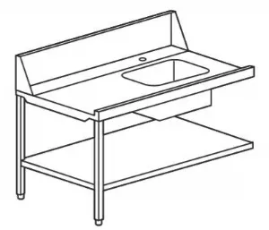 Table d'entre gauche avec bac 45x45 et tagre basse Dimensions : 120x70x105cm TEV/912SX 00905122