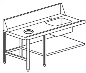 Table d'entr�e gauche avec bac 45x45 et trou vide-d�chets Dimensions : 180x70x105cm TEVS/918SX 00905182