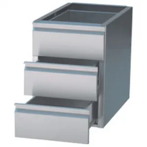 Bloc 3 tiroirs GN 1/1 (table prof. 700mm) Dimensions : 400x670xH585mm CRB3