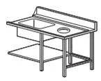 Table d'entre droite avec bac 500x400mm et trou vide-dchets Dimensions : 1300x700x1050mm TLV/9132DX 03291321
