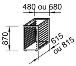 Echelle de 10 tages Espacement entre les glissires : 70 mm  	Entre par le 400 	Prof. 600