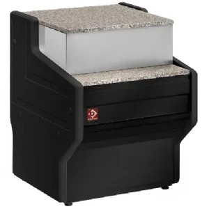 Meuble caisse pour vitrine HILL PLUS largeur 700mm  	Dimensions : 700x800x990mm 	Plan de travail en granit 	Couleur noir RO-700/B5