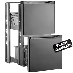 Kit bloc tiroirs (1/2 + 1/2) x TAV...  	- Esthtique extrieure Skinplate (couleur noir), 	- Tiroirs en acier inox AISI 304, dimensions internes 410x435xh330 mm, hauteur libre de charge 300 mm 	- 2 tiges de sparation, permettant de caler les diffrent... T1/2-T