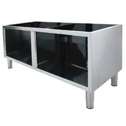 Soubassement ouvert - Dimensions : 1000x540x570mm  	- Ralisation en acier inox AISI 304. 	- Pieds rglables en inox. N65/BA10