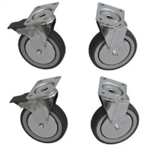 Kit de 4 roues pivotantes inox dont 2 avec freins DIAMOND A77KIT/B-X