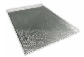 Plaque ptisserie aluminium 400x600mm perfore 3 bords droits 23mm et 1 bord 45