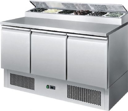 Saladette réfrigérée 3 portes avec vitrine inox Saladette réfrigérée 3 portes avec vitrine inox