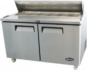 Saladette rfrigre 2 portes avec groupe arrire et capot inox ATOSA