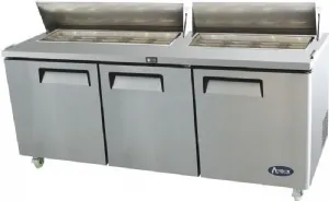 Saladette rfrigre 3 portes avec groupe arrire et capot inox ATOSA