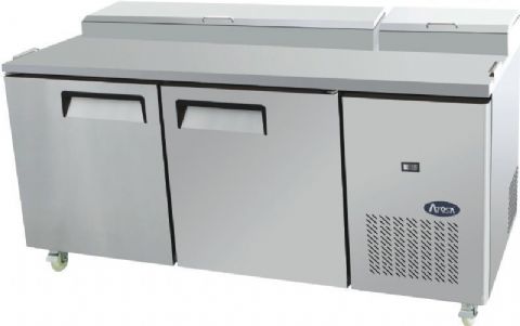 Table rfrigre de prparation 2 portes avec vitrine  capot inox ATOSA