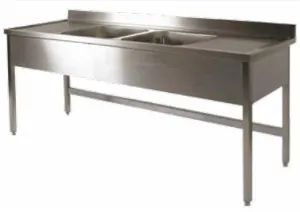 Plonge inox avec 2 bacs et 2 gouttoirs 2000x700mm DIAMOND - L2021 L2021