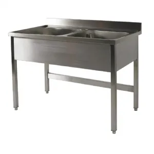 Plonge inox 2 bacs sans gouttoir 1200x700mm BERTRAND - PL/1225