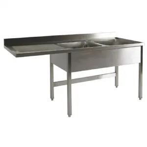 Plonge inox 2 bacs avec gouttoir  gauche 2000x700mm BERTRAND - PL/2026G