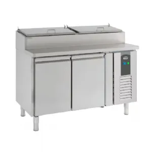 Table de pr�paration r�frig�r�e 2 portes avec vitrine inox COMBISTEEL