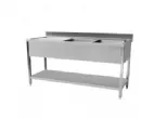 Plonge inox 2 bacs avec gouttoir  gauche et tagre 1800x600mm CUISTANCE