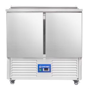 Saladette réfrigérée 2 portes avec vitrine inox Saladette réfrigérée 2 portes avec vitrine inox