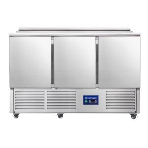 Saladette réfrigérée 3 portes avec vitrine inox Saladette réfrigérée 3 portes avec vitrine inox