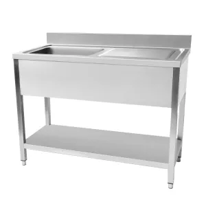 Plonge inox 1 bac avec gouttoir  droite et tagre 1000x600mm CUISTANCE 9010045