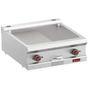 Plancha professionnelle �lectrique lisse/rainur�e en fonte 2 zones DIAMOND profondeur 700mm