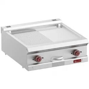 Plancha professionnelle lectrique lisse/rainure en chrome 2 zones DIAMOND profondeur 700mm
