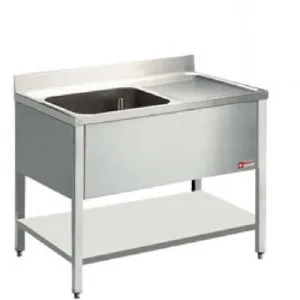 Plonge inox 1 bac avec gouttoir  droite 1200x600mm DIAMOND - L1211D/6