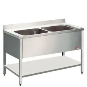 Plonge inox 2 bacs sans gouttoir 1400x700mm DIAMOND - L1421