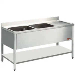 Plonge inox 2 bacs avec gouttoir  droite 1800x700mm DIAMOND - L1821D L1821D