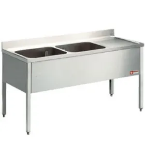 Plonge inox 2 bacs gouttoir  droite 1600x700mm DIAMOND - L1620D-KD