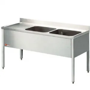 Plonge inox 2 bacs gouttoir  gauche 1600x700mm DIAMOND - L1620S-KD