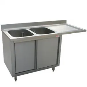 Plonge inox sur meuble 2 bacs avec gouttoir  droite 1800x700mm DIAMOND - L1821VD-AS L1821VD-AS