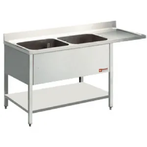 Plonge inox 2 bacs avec gouttoir  droite 1800x700mm DIAMOND - L1821VD L1821VD