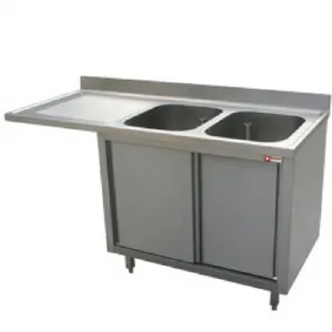 Plonge inox sur meuble 2 bacs avec gouttoir  gauche 1800x700mm DIAMOND - L1821VS-AS