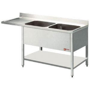 Plonge inox 2 bacs avec gouttoir  gauche 1800x700mm DIAMOND - L1821VS