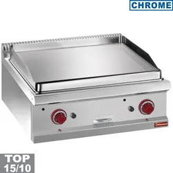 Plancha professionnelle gaz lisse en chrome 2 zones DIAMOND profondeur 700mm