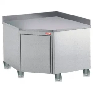 Meuble inox d'angle avec dosseret 1000x1000mm DIAMOND - TAN100A/M