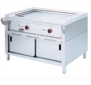Plancha professionnelle Teppanyaki �lectrique 2 zones sur armoire DIAMOND TPE2-12