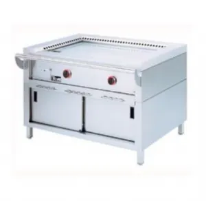 Plancha professionnelle Teppanyaki gaz 2 zones sur armoire DIAMOND TPG2-12