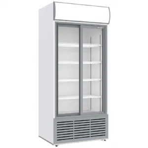 Frigo positif 2 portes coulissantes avec caisson lumineux blanche Diverso by DIAMOND