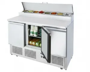 Saladette r�frig�r�e 3 portes avec vitrine � capot inox ATOSA ESL3853GR