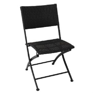 Chaise de terrasse pliable en rotin grise BOLERO - UGL303