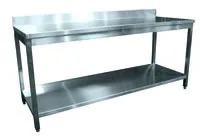 Table inox démontable adossée avec étagère Largeur 1600mm et Profondeur 700mm