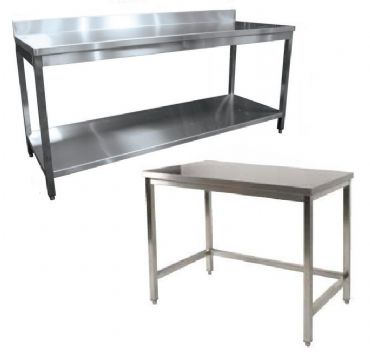 Table inox démontable adossée avec étagère Largeur 2000mm et Profondeur 600mm Table inox démontable adossée avec étagère Largeur 2000mm et Profondeur 600mm