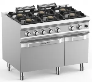 Fourneau 6 feux vifs sur four gaz + placard ferm MBM - DOMINA PRO 700 FB711AFGX