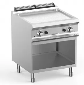 Plancha professionnelle gaz rainure sur placard ouvert MBM - DOMINA PRO 700 FTBG77AR