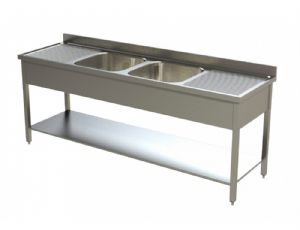 Plonge inox 2 bacs et 2 égouttoirs 1800x600mm - PL1860RI Plonge inox 2 bacs et 2 égouttoirs 1800x600mm - PL1860RI
